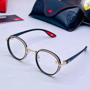 RBN00121 Gold and Black Frame Transparent Glasses